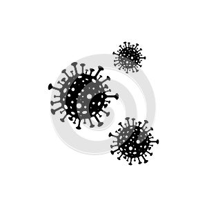 Bacteria Cell vector icon. Coronavirus bacteria, isolated on white background. Three Bacteria black icons in flat design. Vector