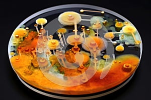 bacteria colony growing on a petri dish