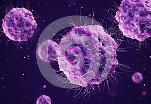 Bacteria dangerous to humans. Virus molecules under a microscope. 3D concept bacterial infection for science and research