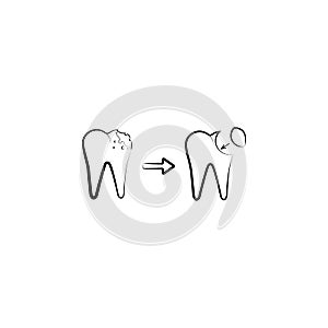 bacteria, dentist, decayed icon. Element of dantist for mobile concept and web apps illustration. Hand drawn icon for website