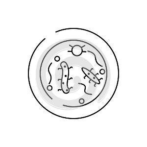 bacteria, germ, virus line icon on white background