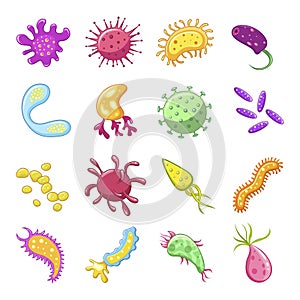 Bacteria and germs icon set