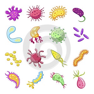 Bacteria and germs icon set photo