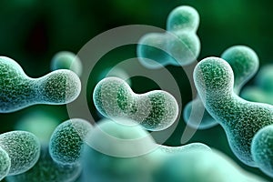 Bacteria in green background, computer generated image photo