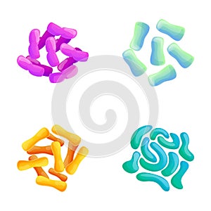 Bacteria icons set cartoon vector. Various type of bacteria virus and protozoa