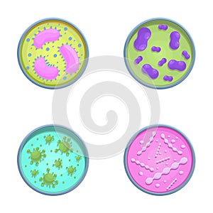 Bacteria icons set cartoon vector. Various type of bacteria virus and protozoa