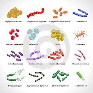 Bacteria icons set