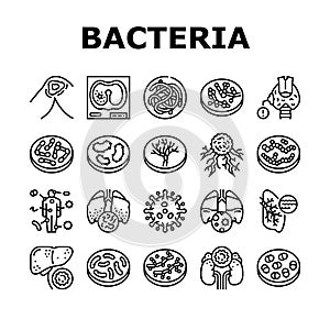 Bacteria Infection Collection Icons Set Vector