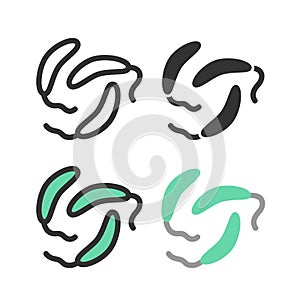 Bacteria, microbe, virus outline vector icon set