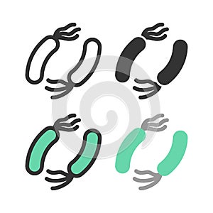 Bacteria, microbe, virus outline vector icon set