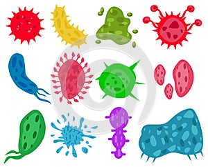 Bacteria, Microbes and Viruses Icons Set