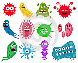 Bacteria, Microbes and Viruses Icons Set
