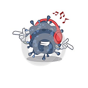 Bacteria neisseria Cartoon design concept listening music