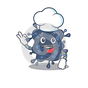 Bacteria neisseria chef cartoon design style wearing white hat