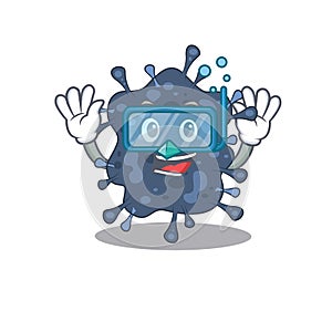 Bacteria neisseria mascot design concept wearing diving glasses
