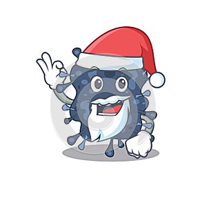 Bacteria neisseria Santa cartoon character with cute ok finger