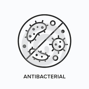 Bacteria and other pathogen icon. Vector outline illustration virus prohibition. Antibacterial pictogram