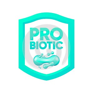 Bacteria Probiotics. Prebiotic, Lactobacillus and Bifidobacterium. Healthy food ingredient. Vector illustration.