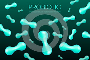 Bacteria Probiotics. Prebiotic, Lactobacillus and Bifidobacterium. Healthy food ingredient. Vector illustration.