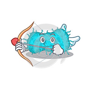 Bacteria prokaryote in cupid cartoon character with arrow and wings