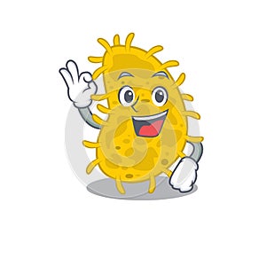 Bacteria spirilla mascot design style with an Okay gesture finger