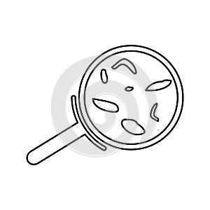 bacteria under a magnifying glass icon. Element of cyber security for mobile concept and web apps icon. Thin line icon for website