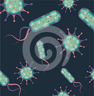 Bacteria under microscope vector