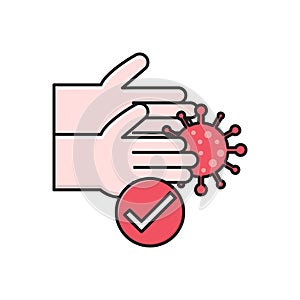Bacteria vector colour line  icon