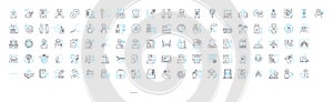 Bacteria vector line icons set. Bacterium, Microbe, Pathogen, Streptococcus, Salmonella, Ecoli, Staphylococcus photo