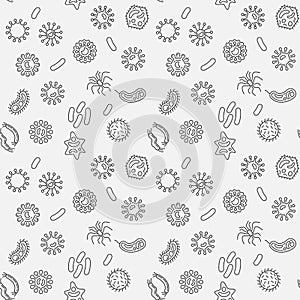 Bacteria vector minimal seamless pattern in thin line style