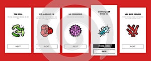 bacteria virus bacterium cell onboarding icons set vector