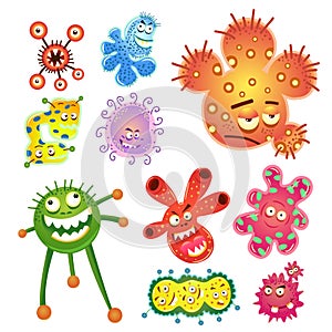 Bacteria and virus cartoon photo