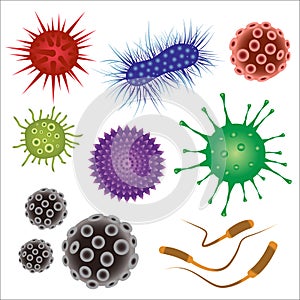 Bacteria virus cells germs epidemic bacillus sign isolated vector illustration design photo