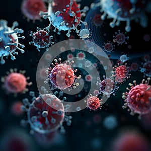 Bacteria virus germs microorganisms pathogens diseases illustration