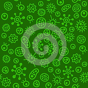 Bacteria Virus Microbe. Seamless Pattern. Vector