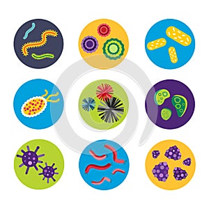 Bacteria virus microscopic isolated microbes icon human microbiology organism and medicine infection biology illness