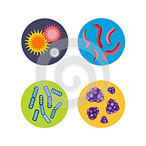 Bacteria virus microscopic isolated microbes icon human microbiology organism and medicine infection biology illness
