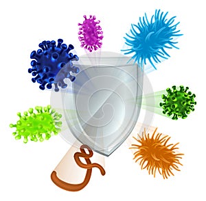 Bacteria Virus Shield Cells Medical Concept