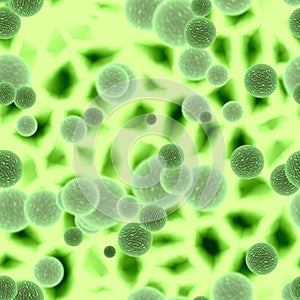 Bacteria or virus spheres with green background