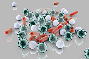 Bacteria and viruses on surface
