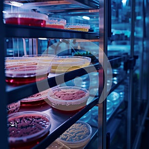 Bacterial Cultures in Laboratory Incubator