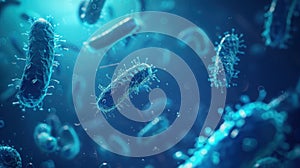 The Bacterial Microscopic View. AI generated