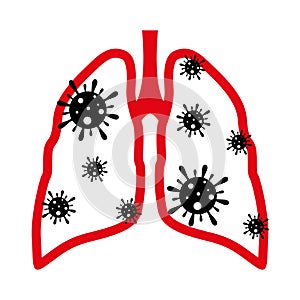 Bacterias in lungs. Vector illustration.
