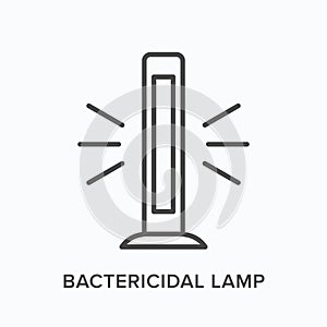 Bactericidal lamp line icon. Vector outline illustration of antibacterial equipment. Ultra violet light pictorgam photo