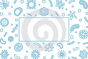 Bacteriology blue horizontal frame - vector concept illustration photo