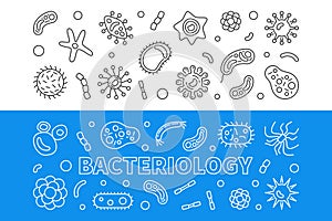 Bacteriology horizontal outline banners. Vector illustration photo