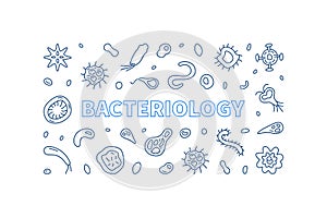 Bacteriology vector Science concept horizontal line banner or illustration