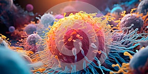 bacterium under a microscope, showing its details and structure.