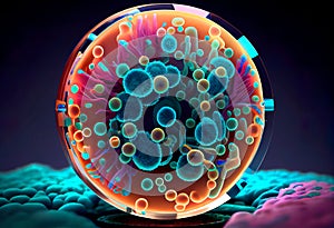 bacterium under a microscope, showing its details and structure.