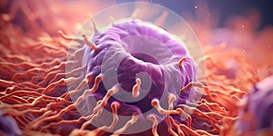 bacterium under a microscope, showing its details and structure.